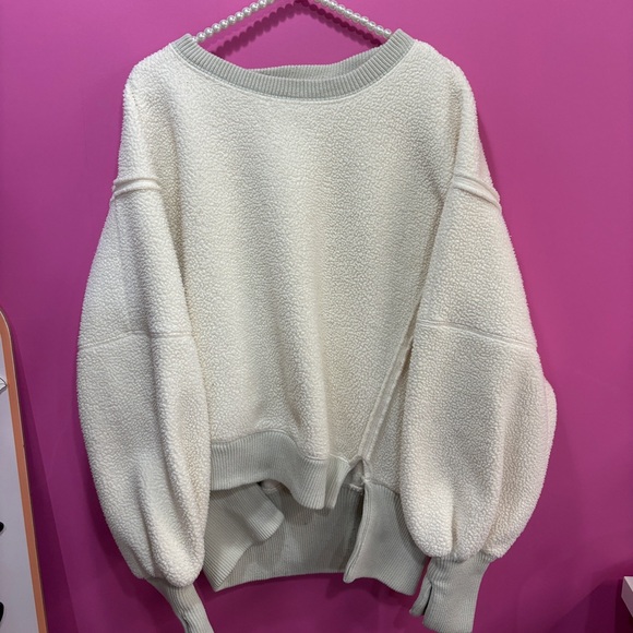 Free People Cozy Camden Cream white fuzzy sherpa sweater - Picture 3 of 5